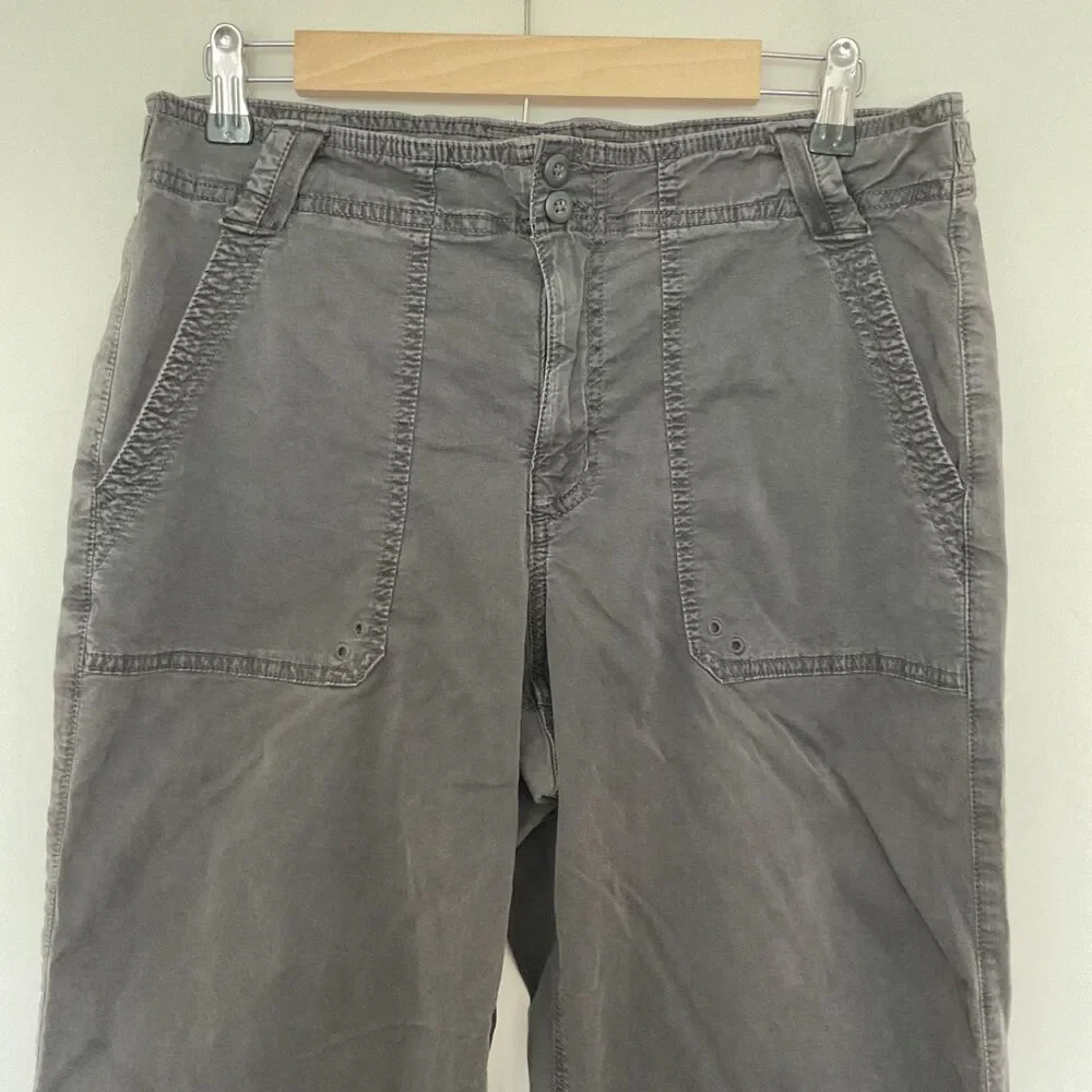 American Eagle Womens Stretch Parachute Cargo Pants Sz M Drawstring Hem Charcoal
